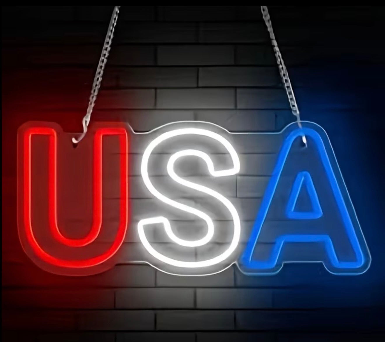USA Patriotic 4th of July Neon Sign LED USB Powered Light