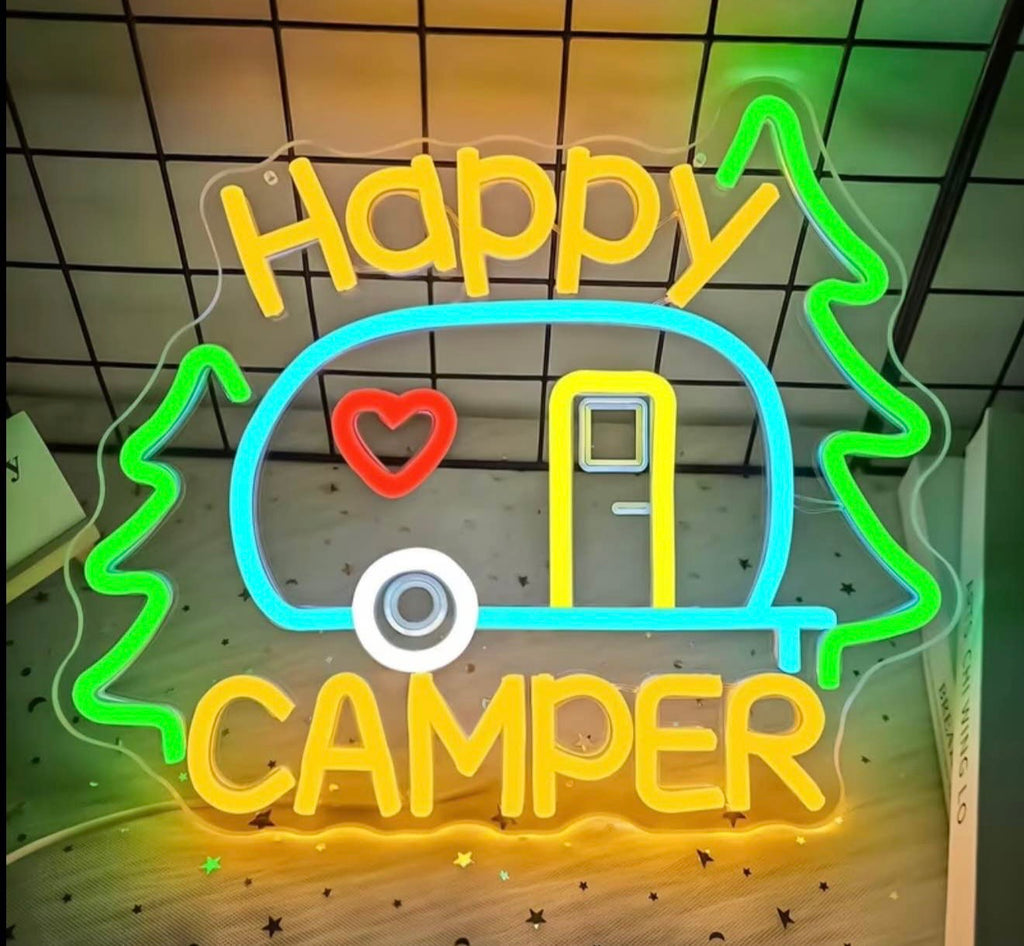 Camper Neon Sign Camping Logo Adjustable LED USB Powered Light