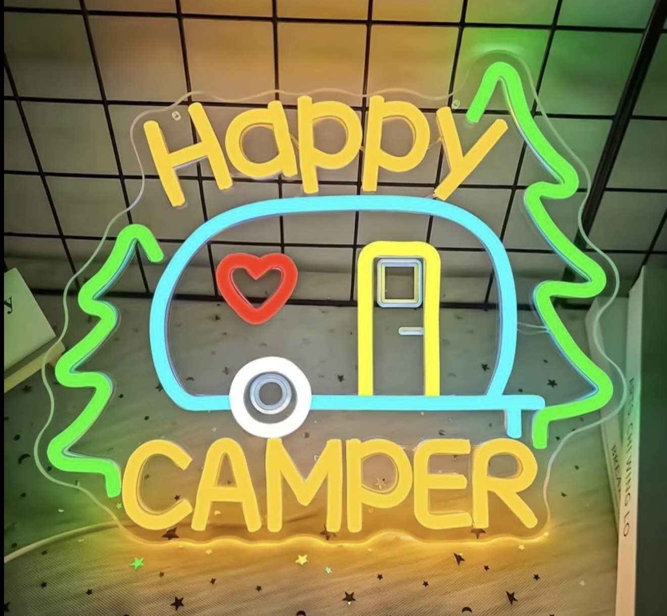 Camper Neon Sign Camping Logo Adjustable LED USB Powered Light