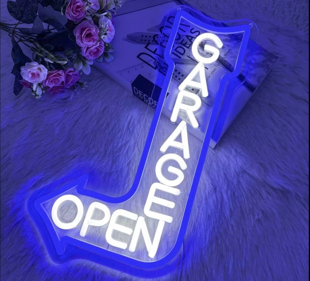 Garage Mechanic Left Arrow Neon Sign for Workshop, Man Cave, Auto Repair Shop and more
