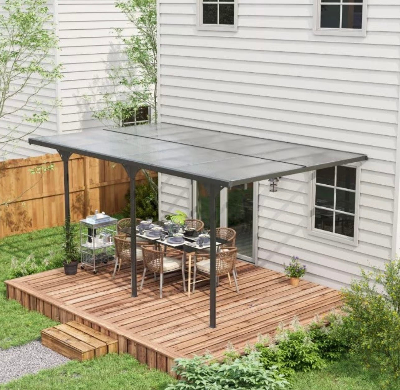 10x16.5ft Outdoor Polycarbonate Pergola Gray Aluminum Shade Awning