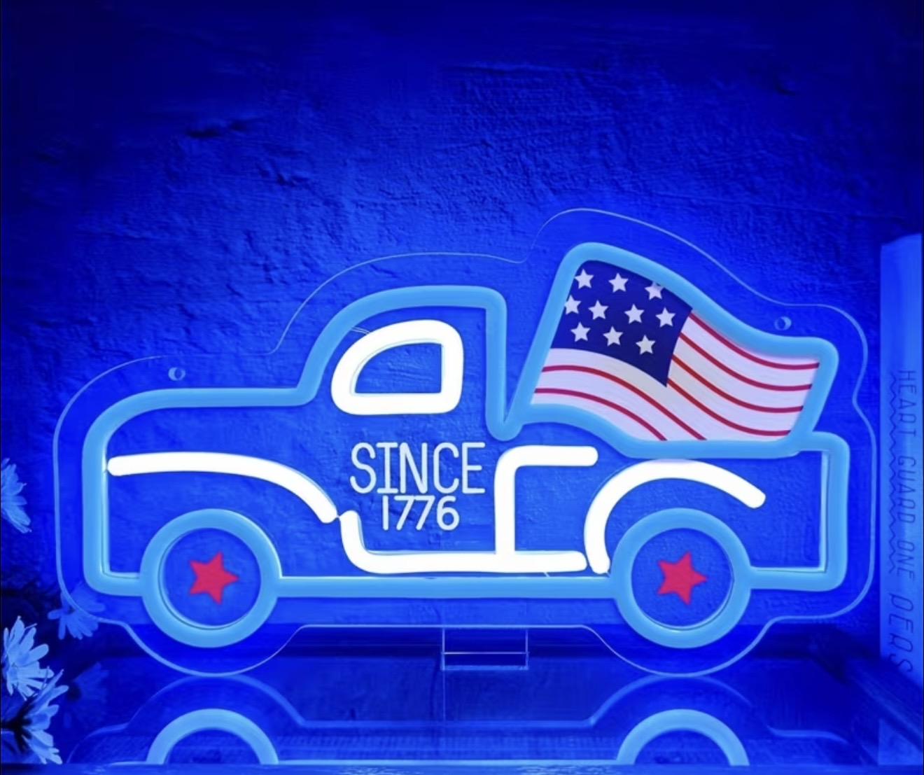Patriotic Truck Flag Neon Sign USB Powered Light