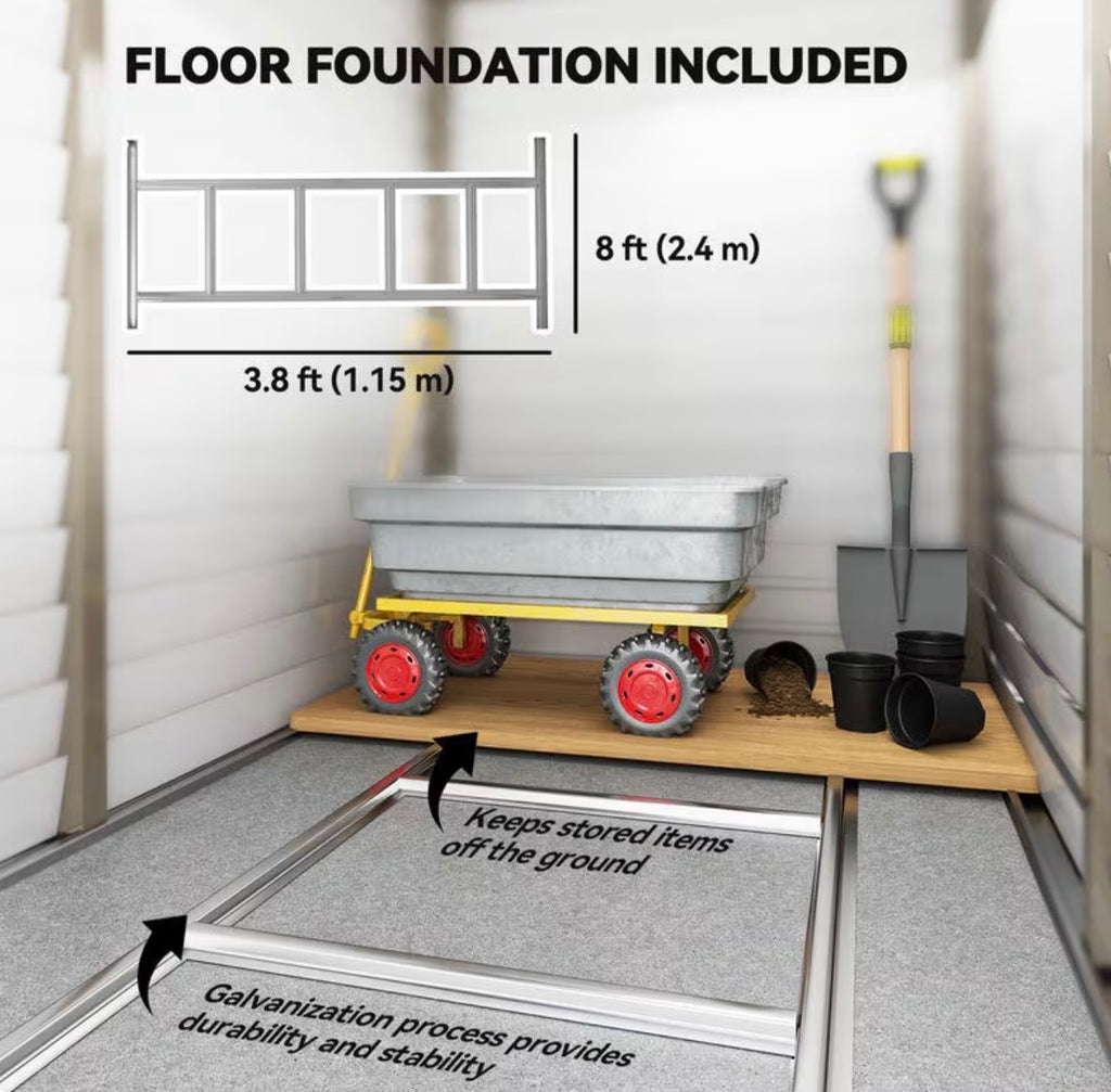 4.6x9ft Metal Lean-to Storage Shed with Foundation Kit & Lockable Doors