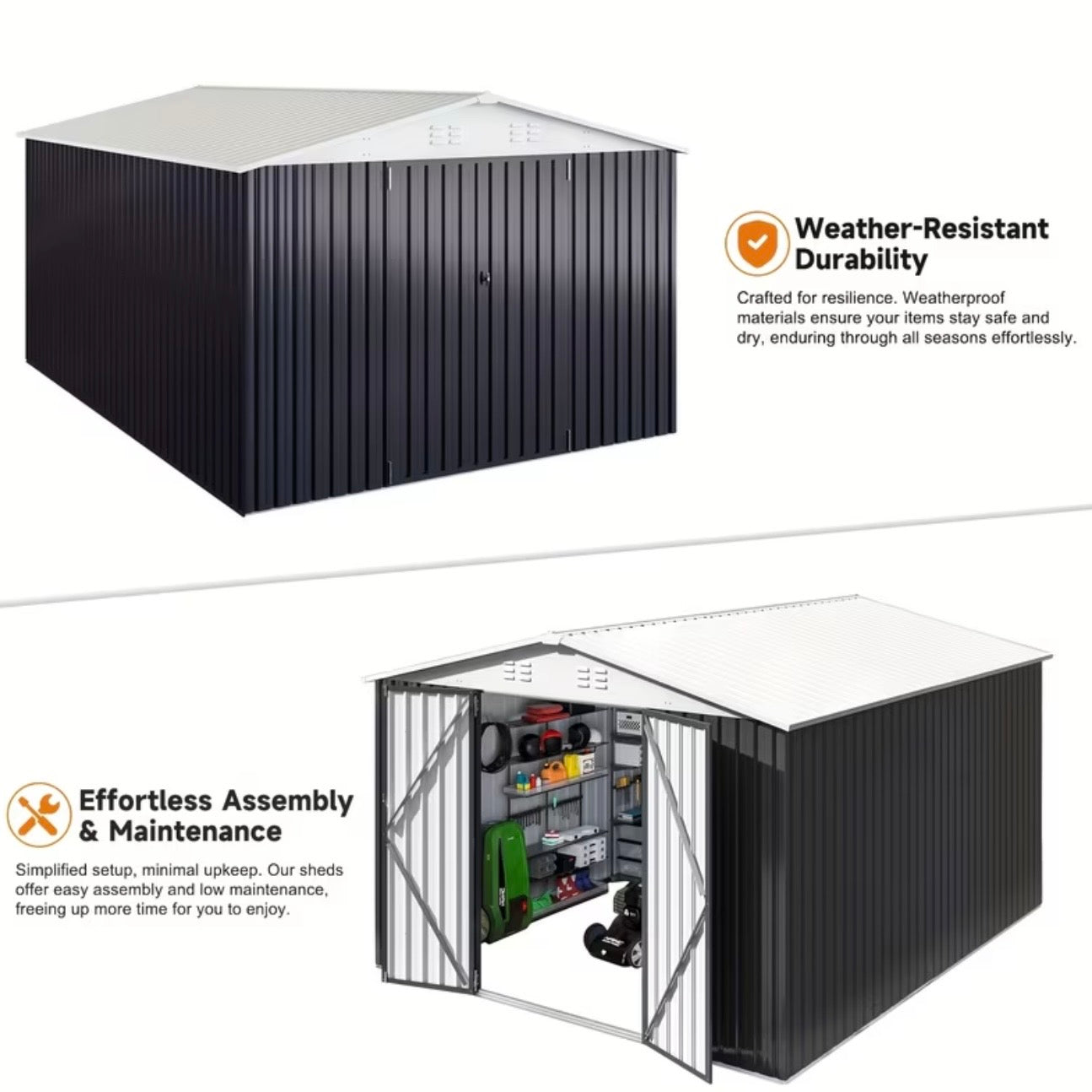 10x14ft Metal Storage Shed with Updated Frame Structure