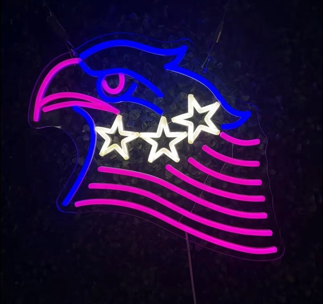Patriotic Eagle Flag & Stars Neon Sign LED USB Powered Light