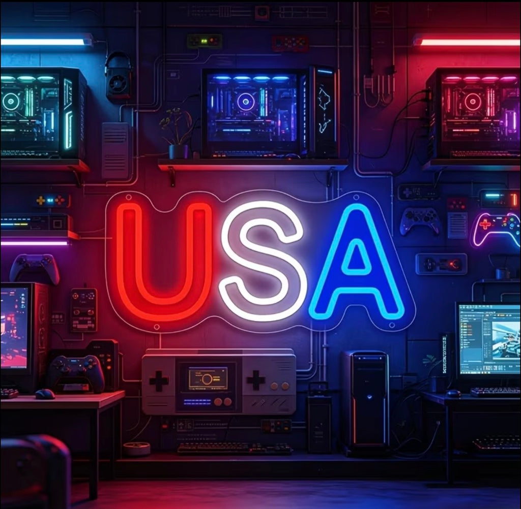 USA Patriotic 4th of July Neon Sign LED USB Powered Light