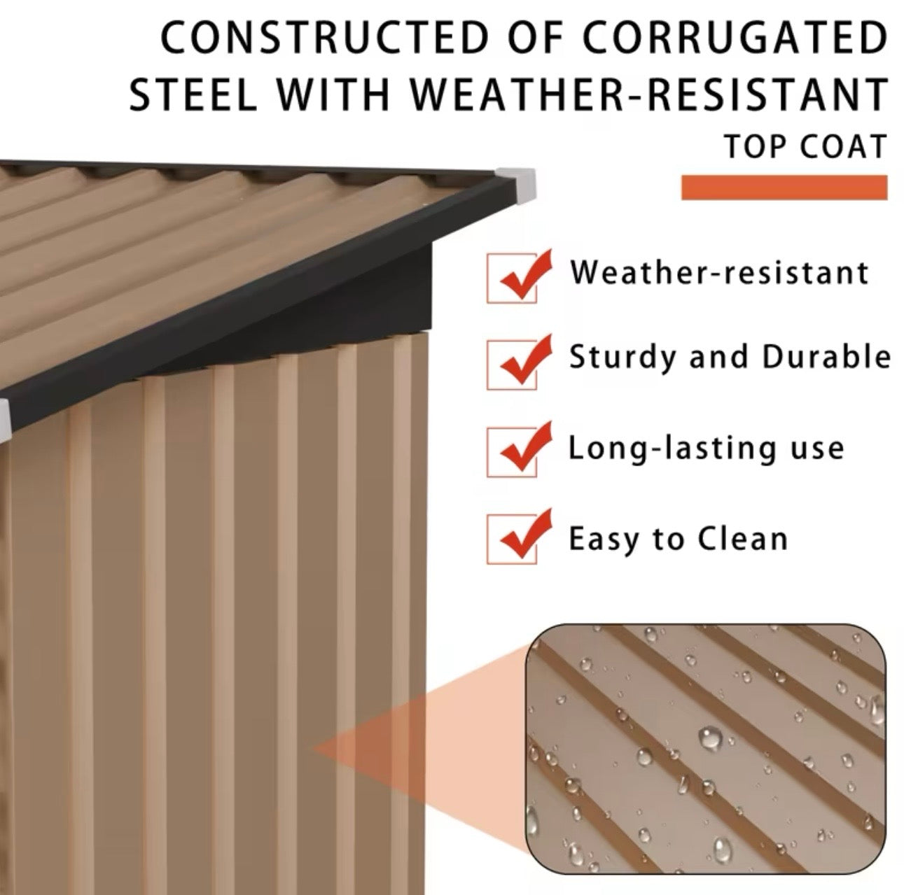 5x3ft Metal Garden Shed Pent Roof with Side Hinge Door