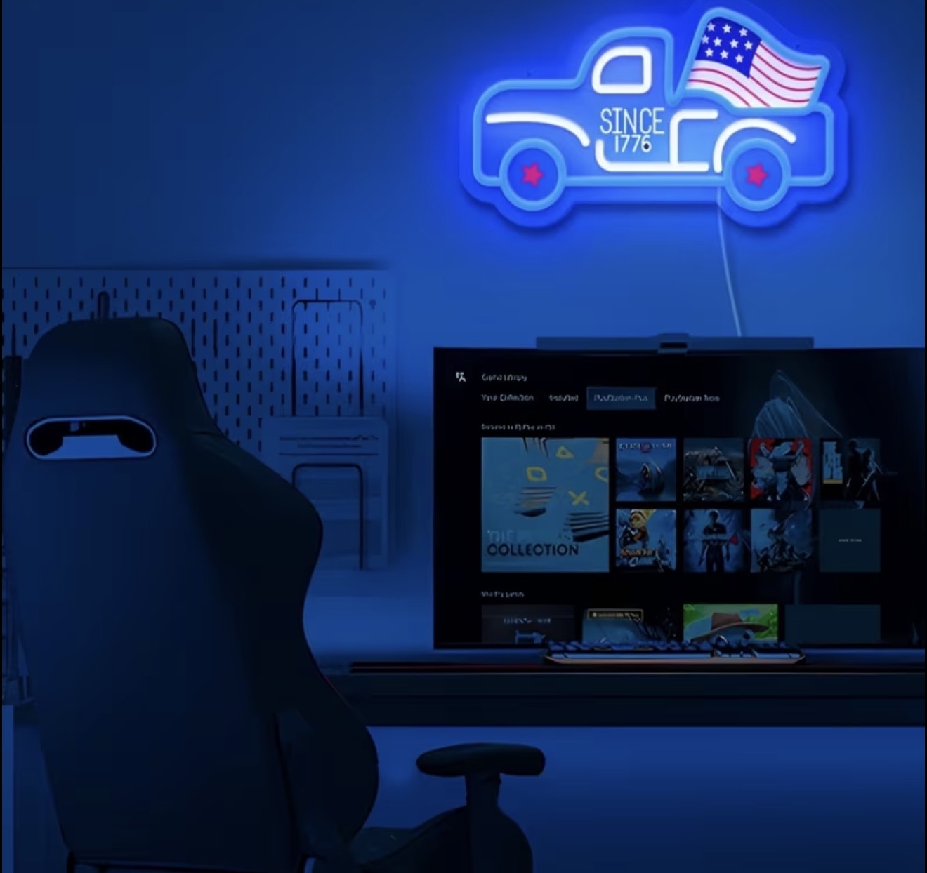 Patriotic Truck Flag Neon Sign USB Powered Light