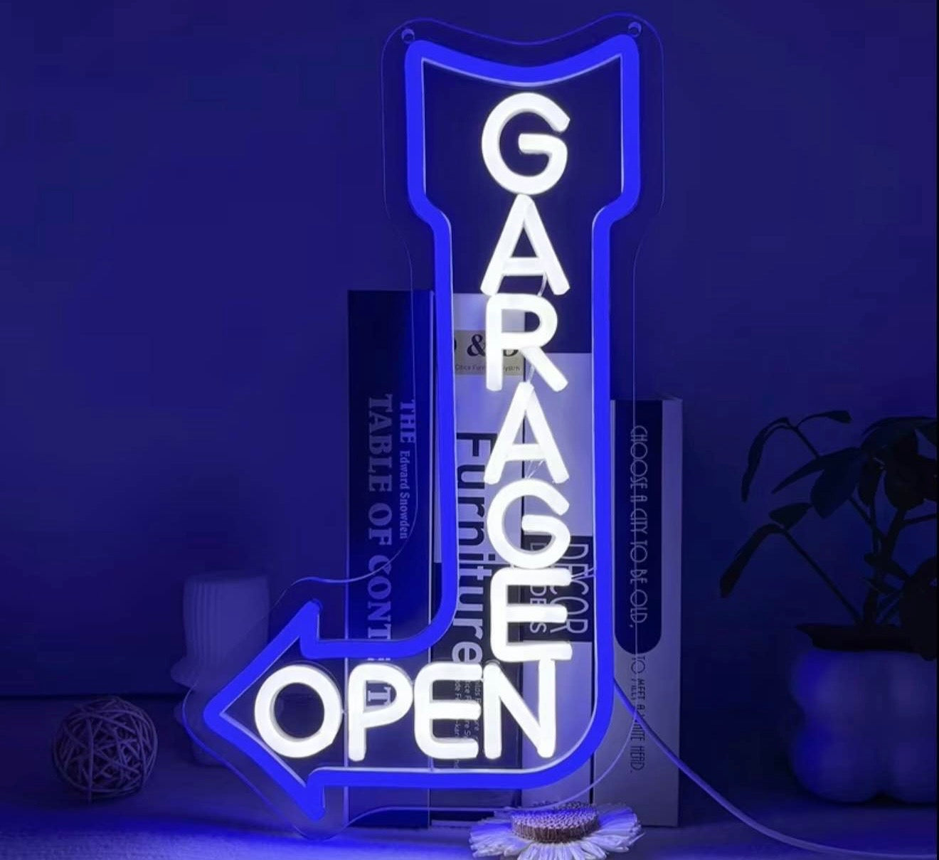 Garage Mechanic Left Arrow Neon Sign for Workshop, Man Cave, Auto Repair Shop and more