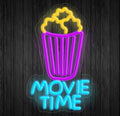 Movie Time Popcorn Bucket Neon Sign LED USB Powered
