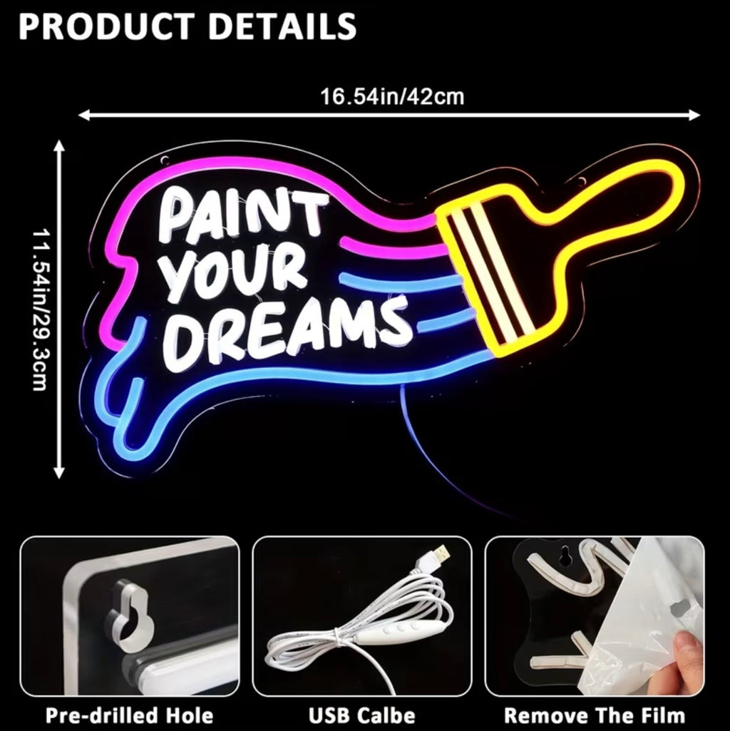 Paint Your Dreams Neon Sign LED USB Powered Decor