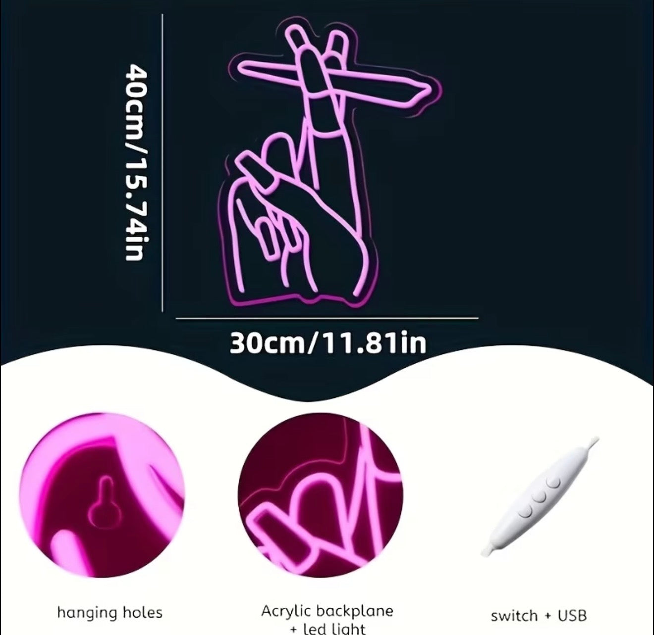 Hand Neon Sign LED USB Powered Light
