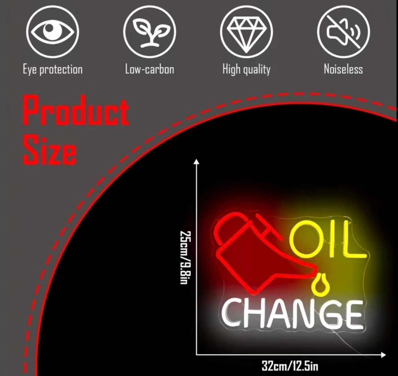 Oil Change Mechanic Neon Sign LED USB Powered