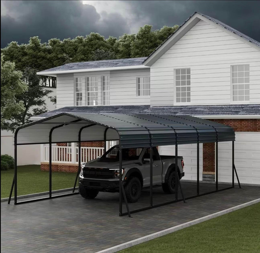 12x24x8.5ft Heavy-Duty Metal Carport with Galvanized Roof