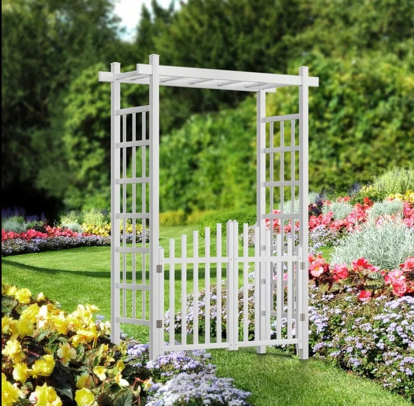 PVC Wedding Arch Ceremony Party Porch Climbing Garden Pergola with Plant Stand