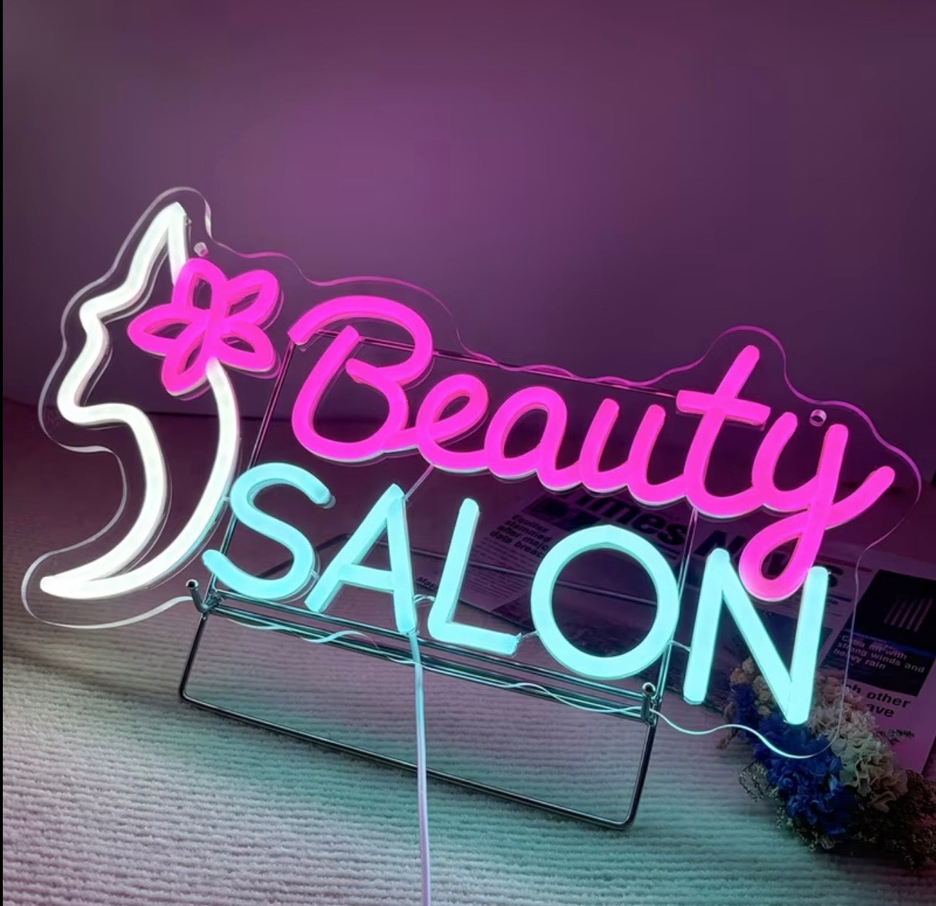 Beauty Salon Neon Sign LED USB Powered Light - Perfect for Lash Studios, Makeup, Spas & Barber Shops