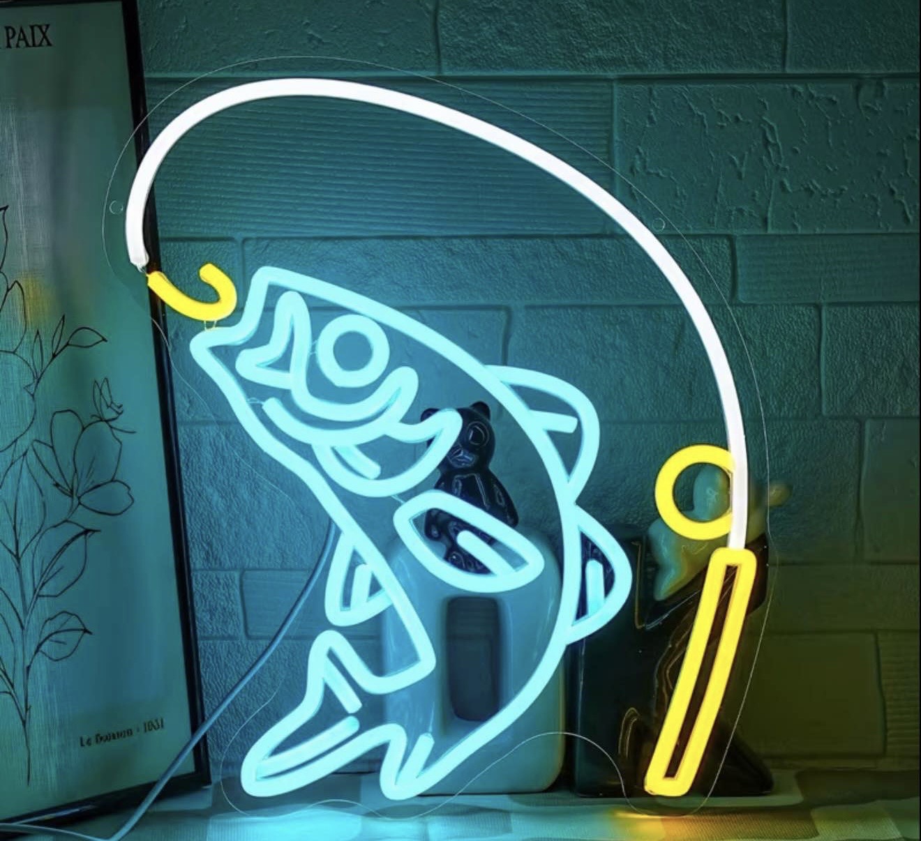 Fishing Neon Sign Dimmable Brightness for Tackle Shop or Man Cave