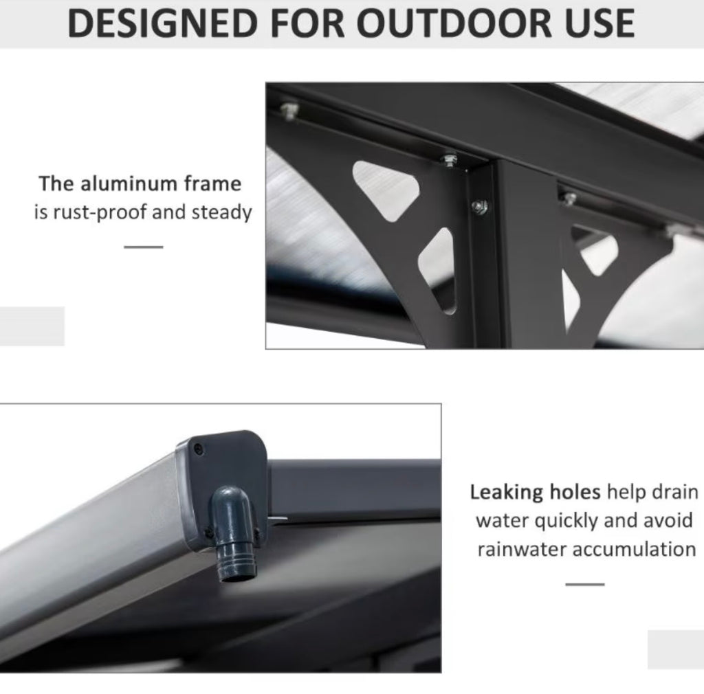 10x16.5ft Outdoor Polycarbonate Pergola Gray Aluminum Shade Awning