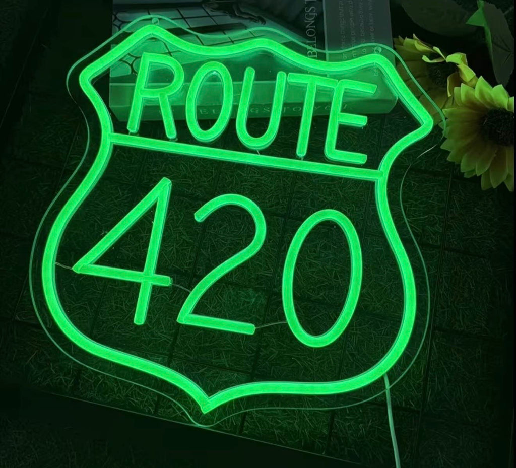 Route 420 Neon Sign USB Powered Dimmable Light