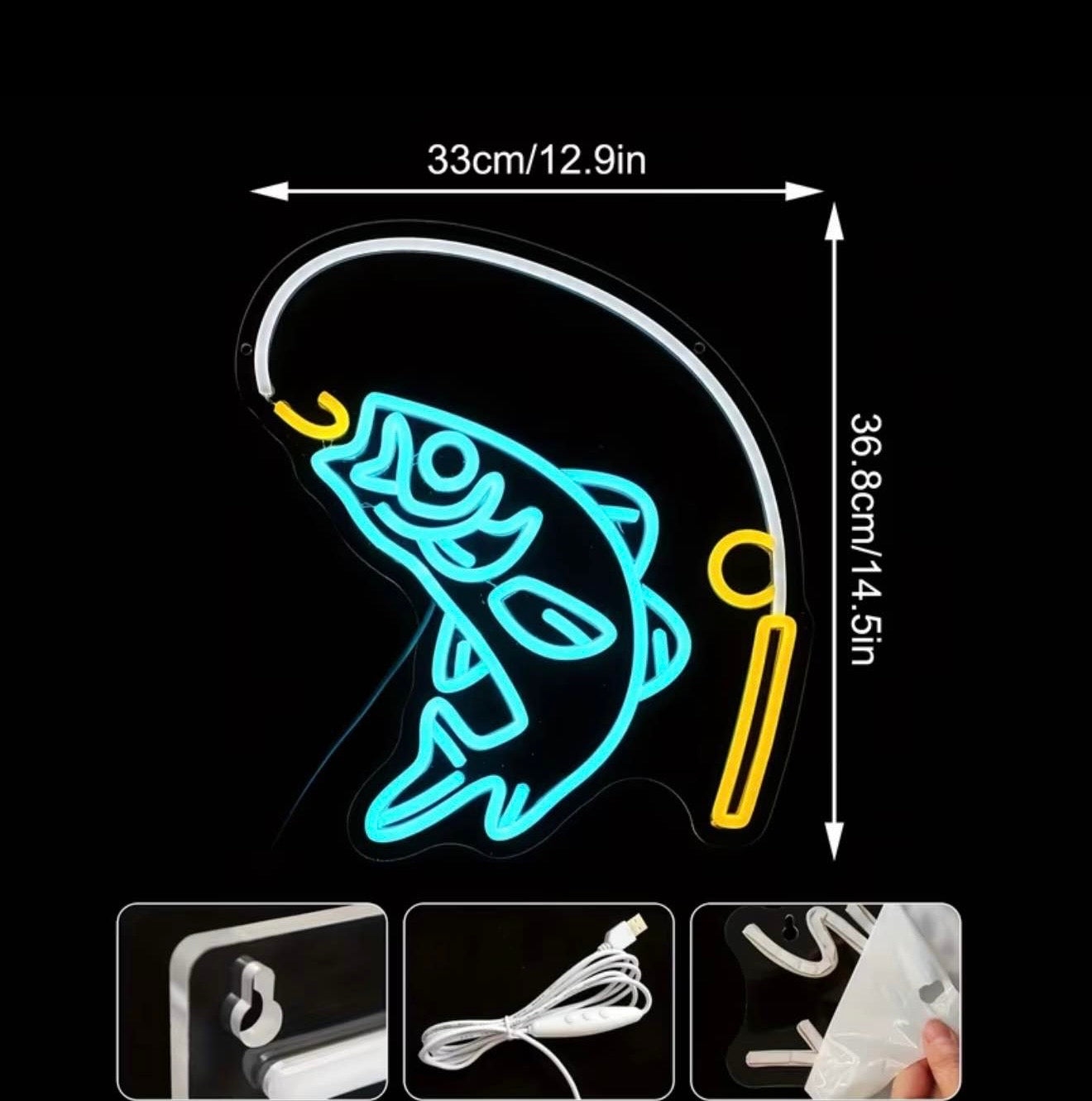 Fishing Neon Sign Dimmable Brightness for Tackle Shop or Man Cave