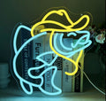 “Fish On” Neon Sign Cowboy Fish Gift USB Powered