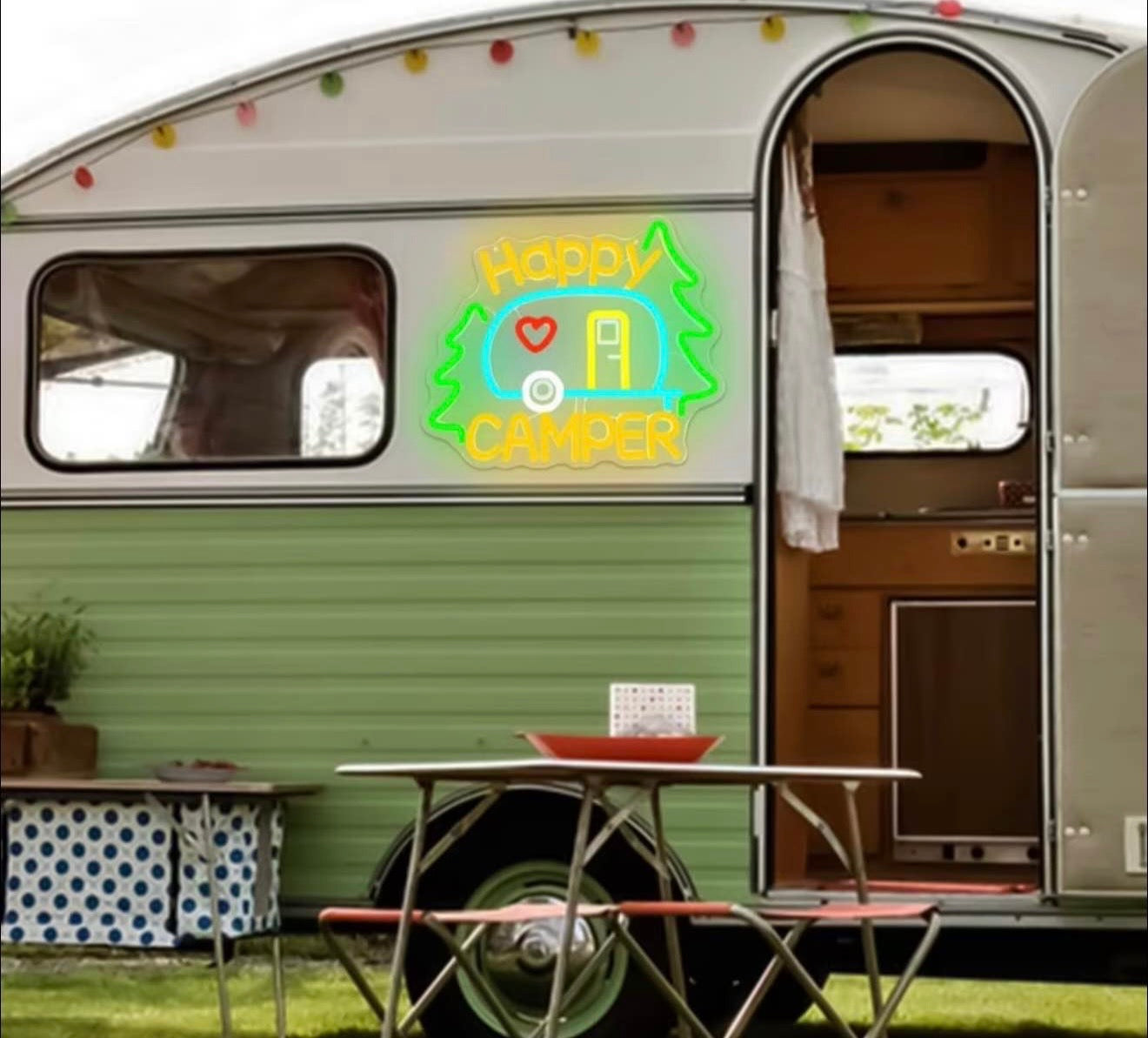 Camper Neon Sign Camping Logo Adjustable LED USB Powered Light