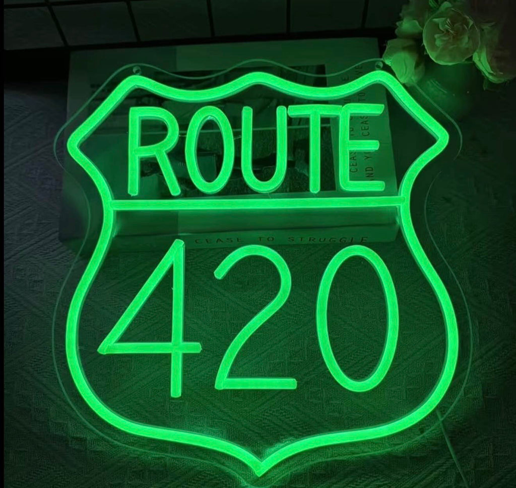 Route 420 Neon Sign USB Powered Dimmable Light