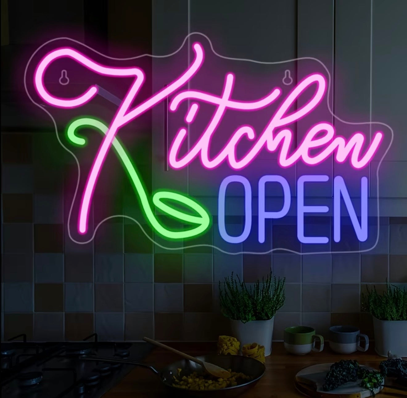 Kitchen Open Chef Neon Sign LED USB Powered