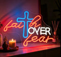 Faith Over Fear Neon Sign LED Religious Quote USB Powered Lamp