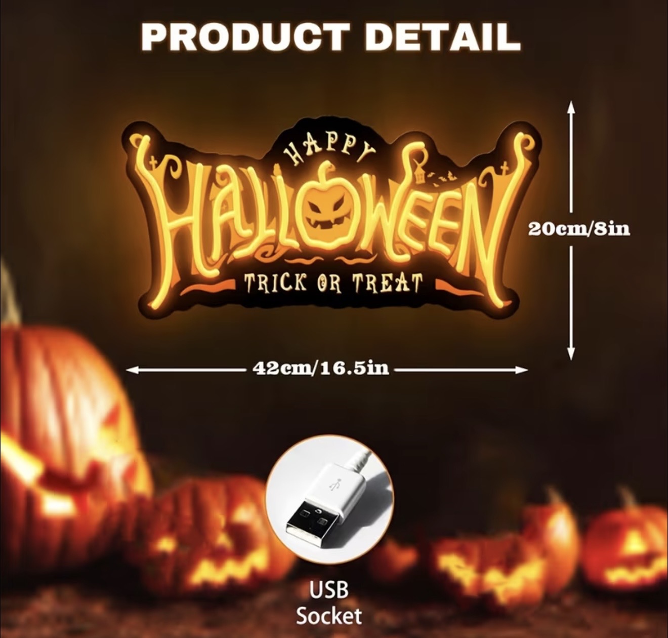 Happy Halloween LED Neon Sign USB Powered
