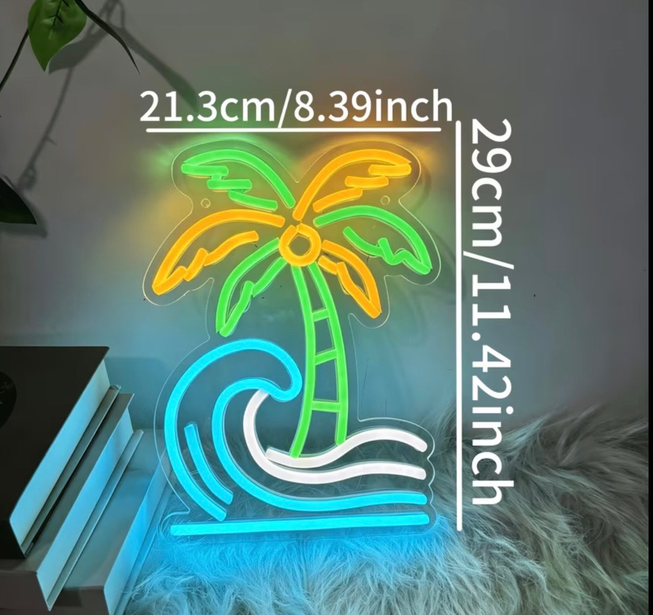 Tropical Beach Palm Tree Neon Sign Wall Decor USB Powered