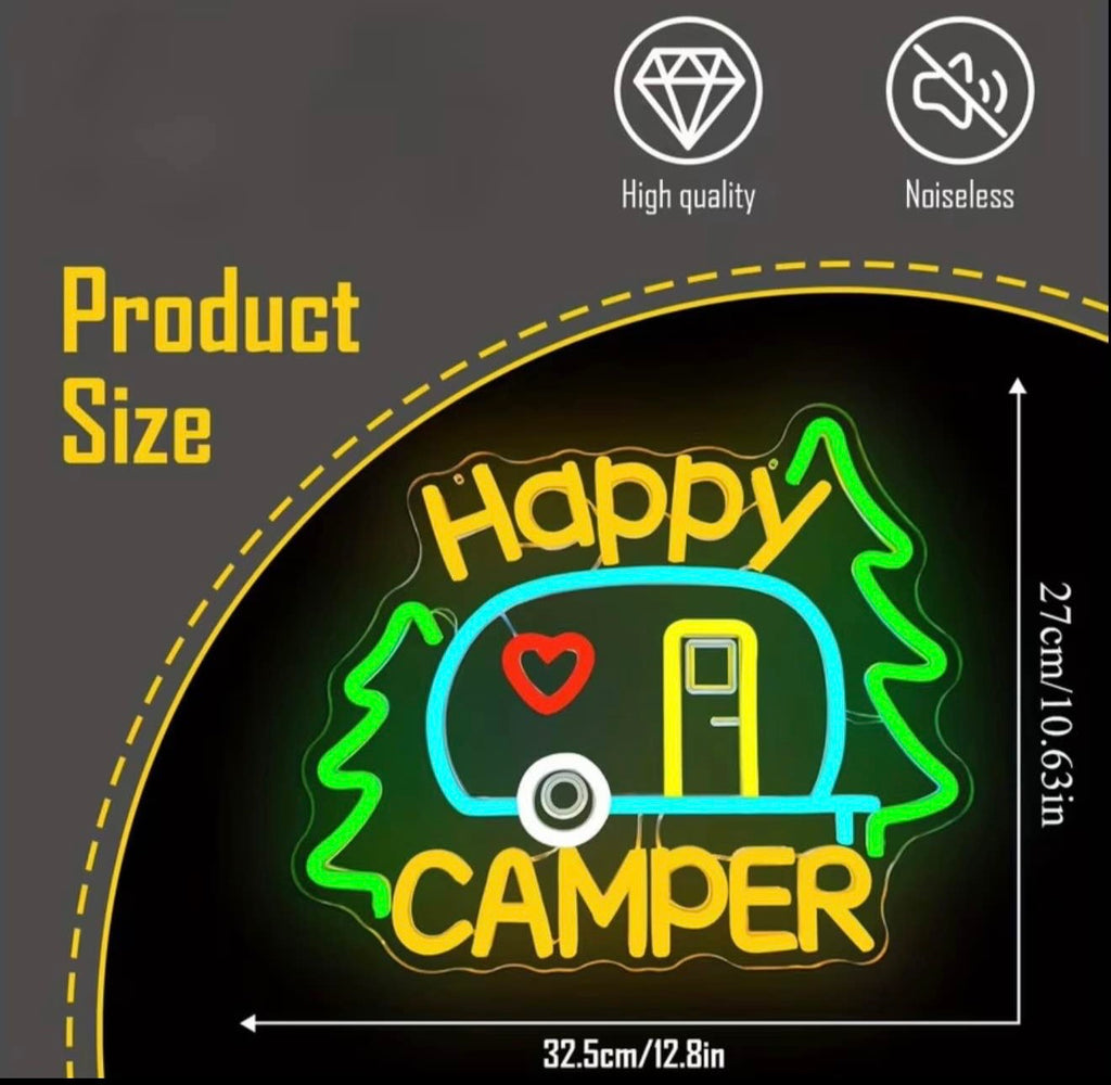 Camper Neon Sign Camping Logo Adjustable LED USB Powered Light