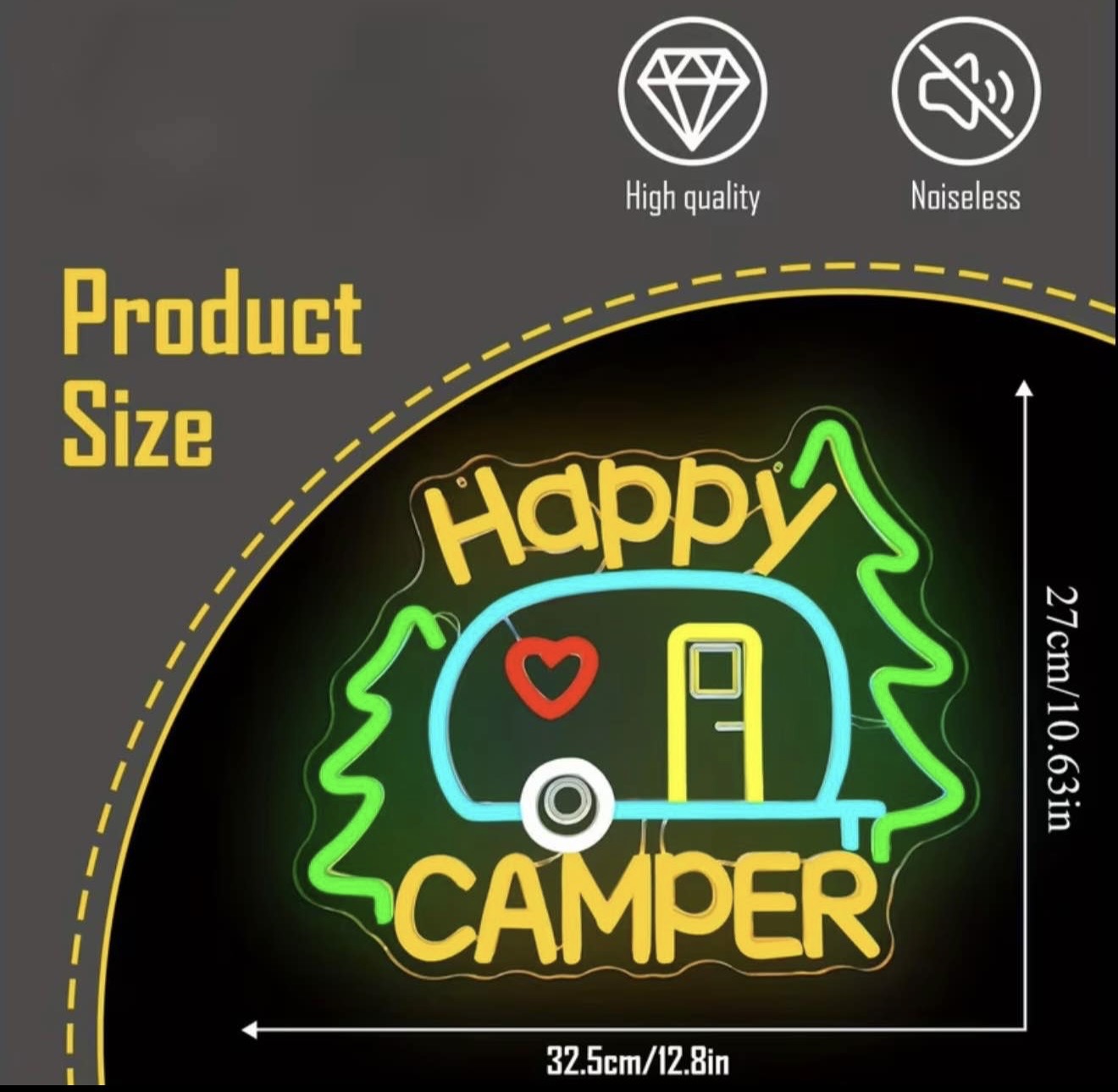 Camper Neon Sign Camping Logo Adjustable LED USB Powered Light