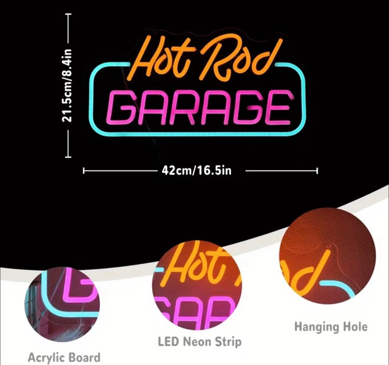 Hot Rod Car Garage Neon Sign for Garage or Man Cave