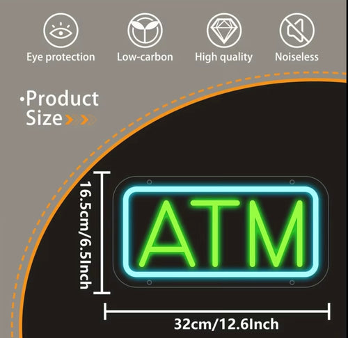 ATM LED Neon Sign Multicolor USB Powered Light