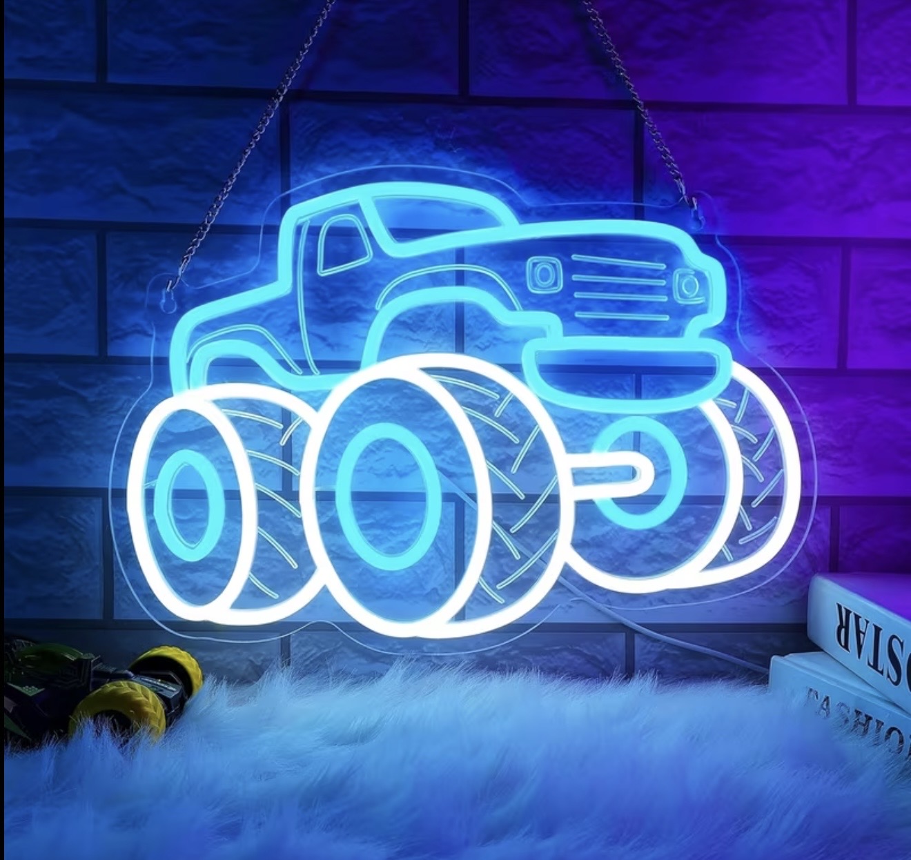 Monster Truck LED Neon Sign 10 Mode Adjustable Brightness USB Powered
