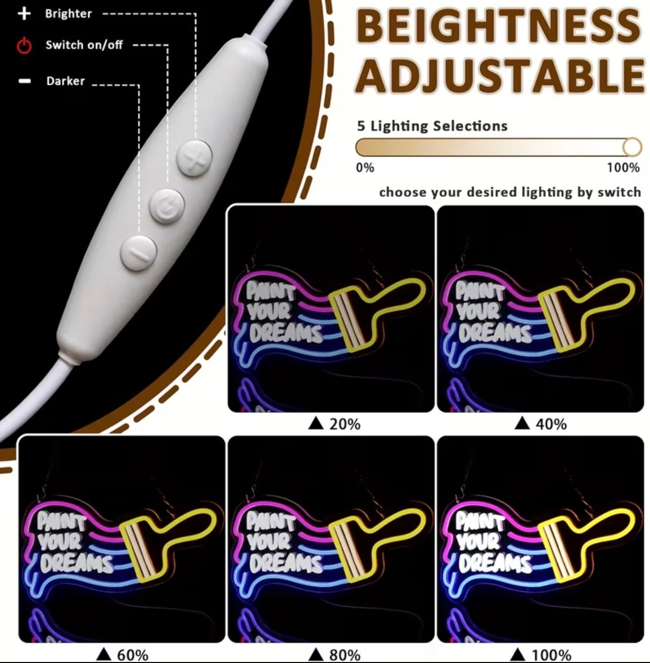 Paint Your Dreams Neon Sign LED USB Powered Decor