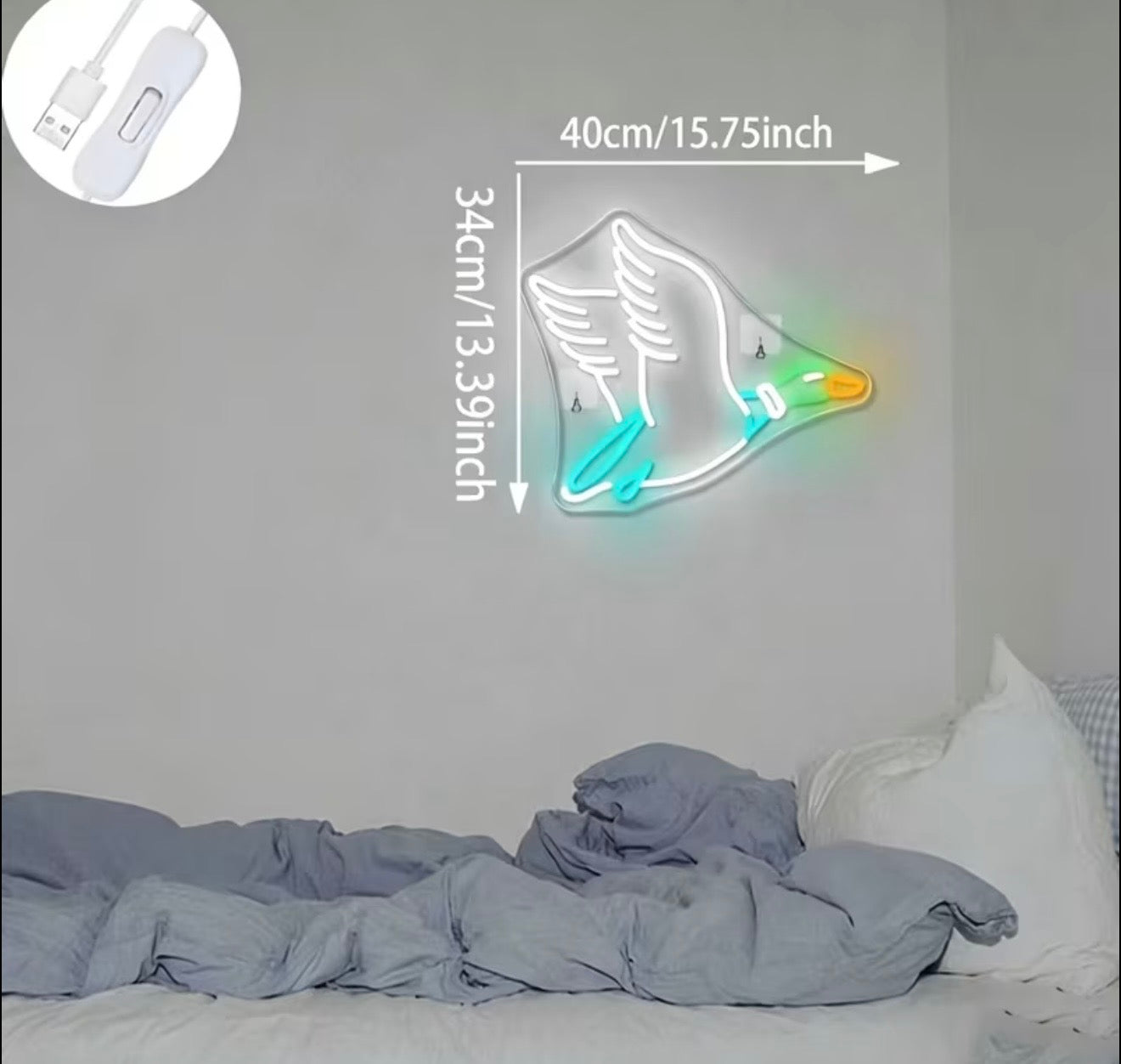 Duck Neon Sign Multicolor RGB USB Powered