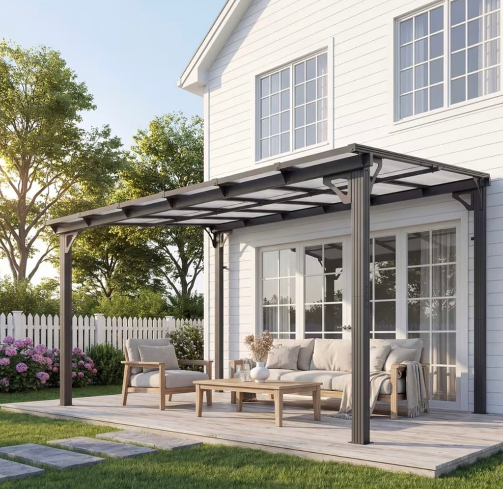 10x12ft Wall Mounted Lean-to Metal Awning