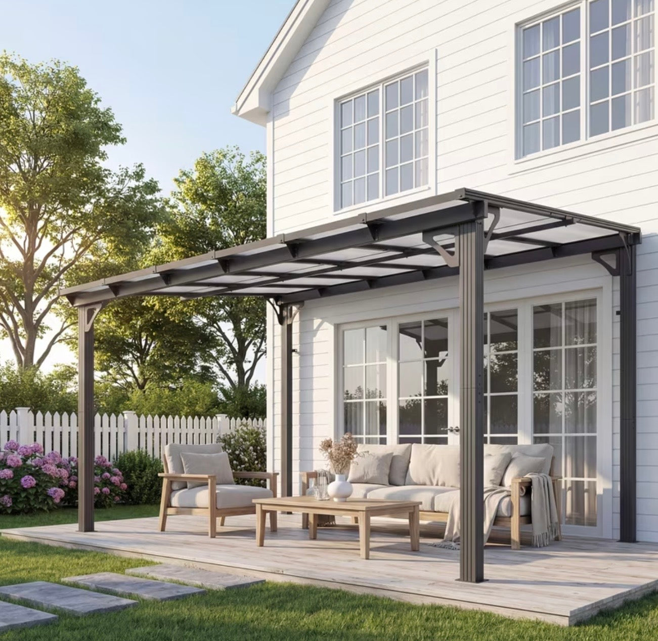10x12ft Wall Mounted Lean-to Metal Awning