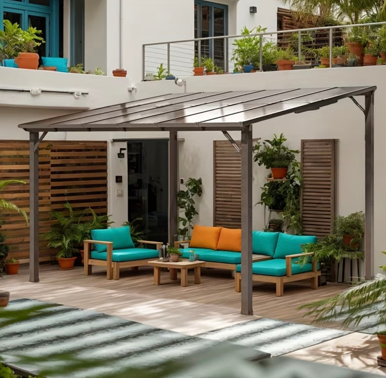 10x12ft Wall Mounted Lean-to Metal Awning