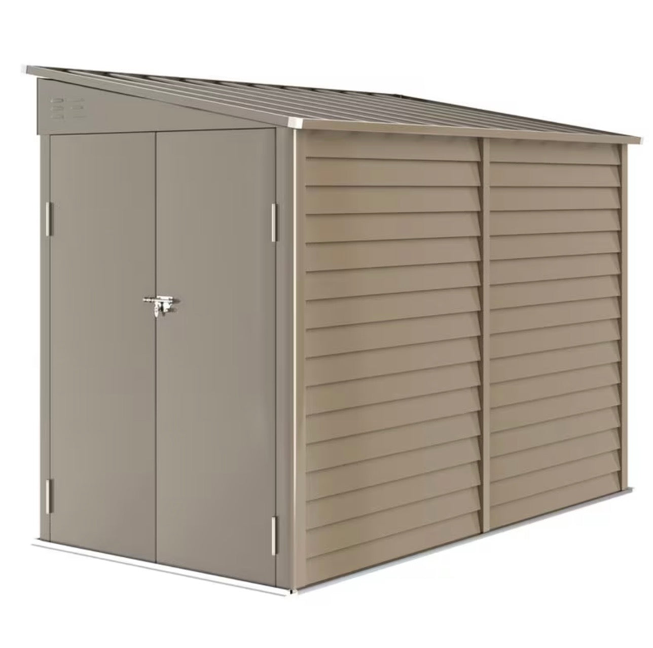 4.6x9ft Metal Lean-to Storage Shed with Foundation Kit & Lockable Doors