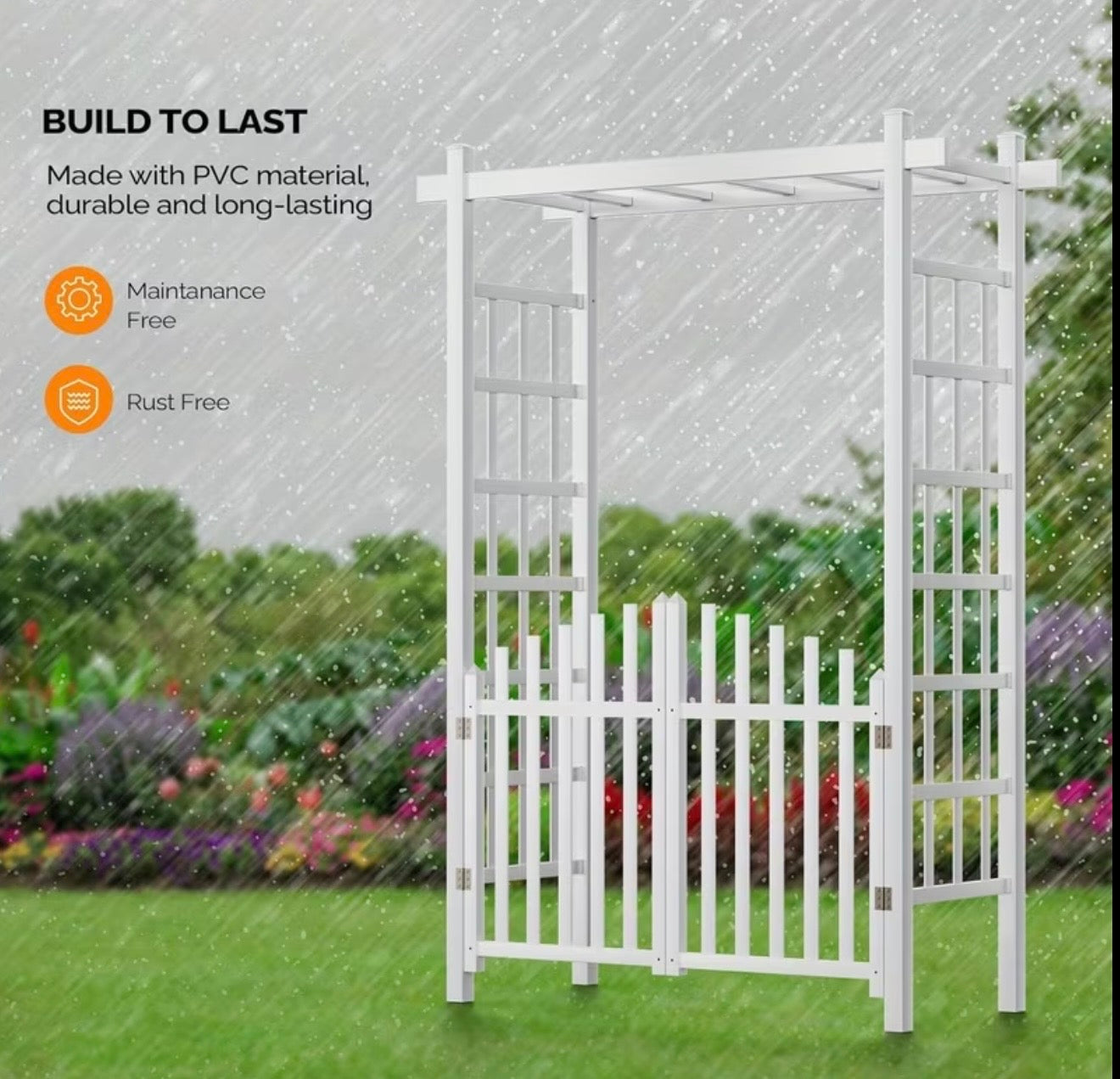 PVC Wedding Arch Ceremony Party Porch Climbing Garden Pergola with Plant Stand