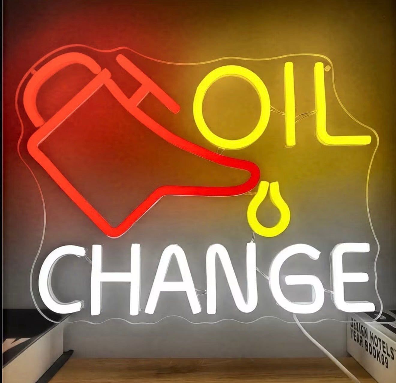 Oil Change Mechanic Neon Sign LED USB Powered
