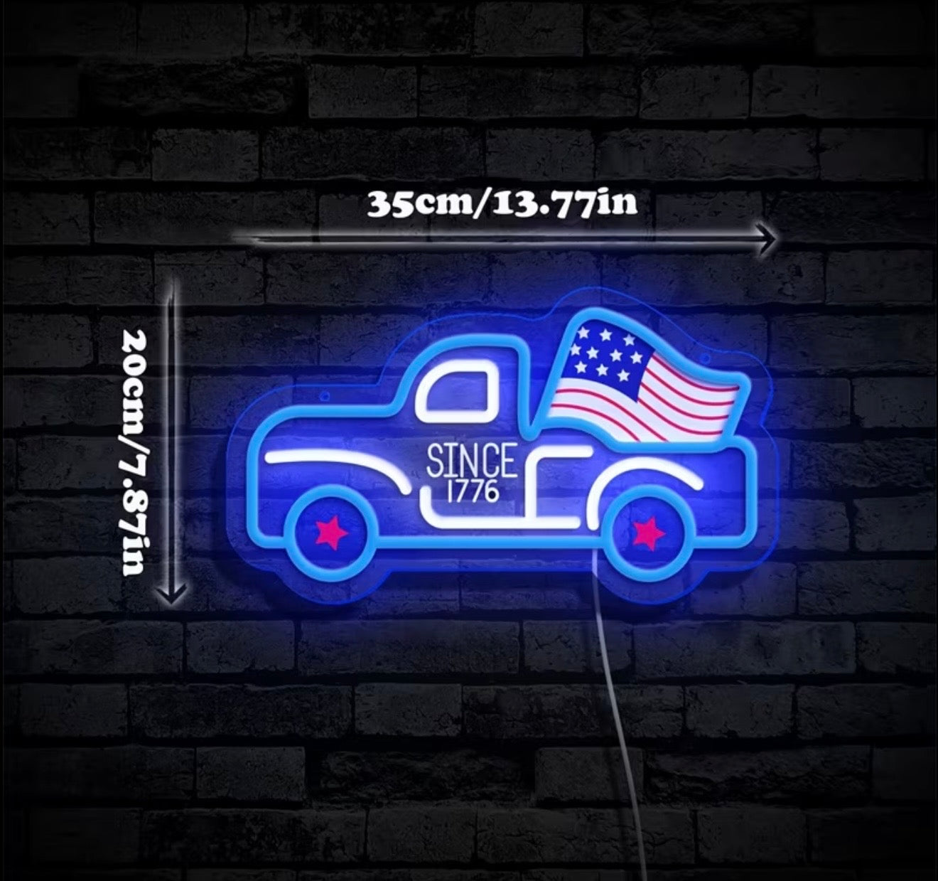 Patriotic Truck Flag Neon Sign USB Powered Light
