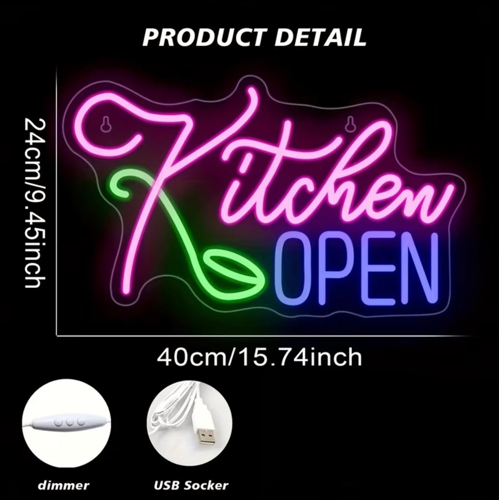 Kitchen Open Chef Neon Sign LED USB Powered