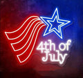 Patriotic 4th of July Flag & Star Neon Sign LED USB Powered Light