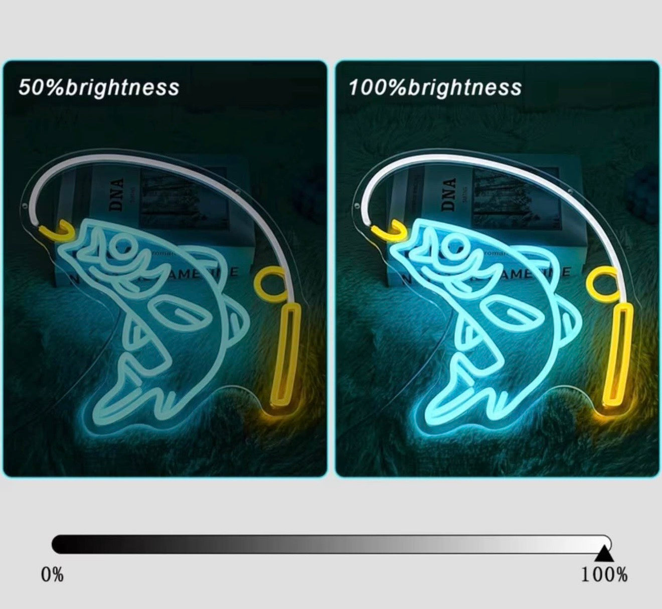 Fishing Neon Sign Dimmable Brightness for Tackle Shop or Man Cave