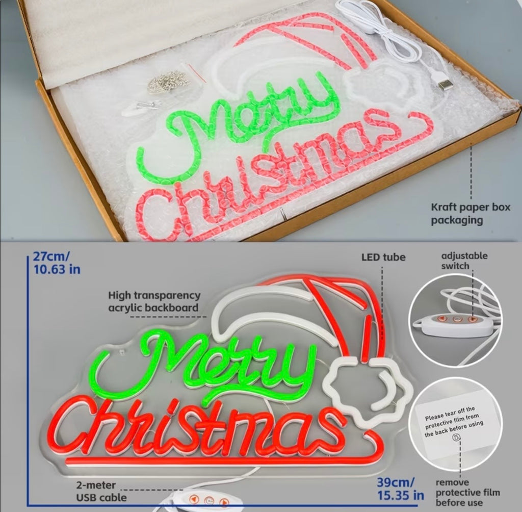 Merry Christmas Neon Sign LED USB Powered Light