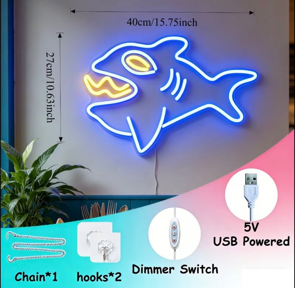 Shark LED Neon Sign USB Powered with Dimmer Switch